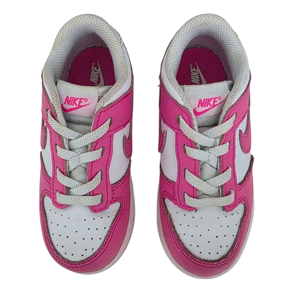 Nike Dunk Low Toddler White And Laser Fuchsia Size 9C - Picture 2 of 16